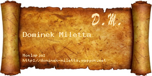 Dominek Miletta névjegykártya